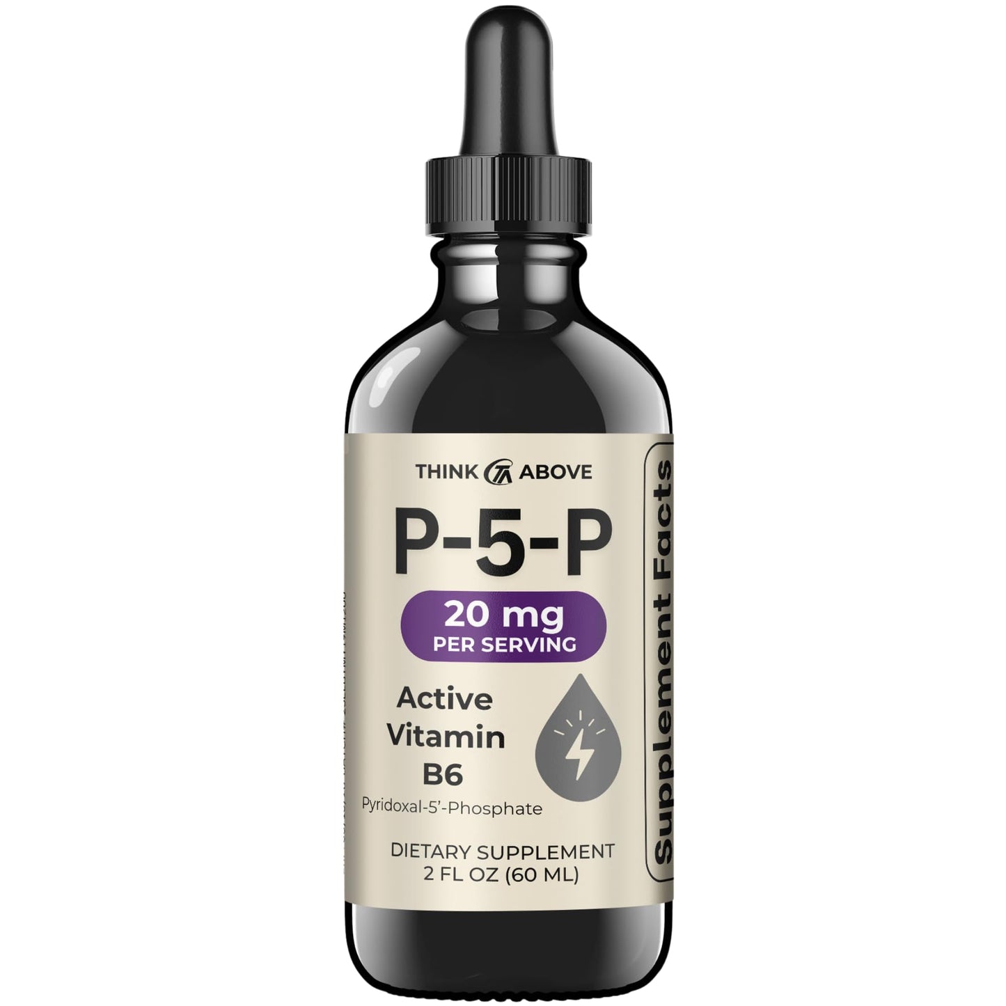 Think Above P5P Liquid Drops – Activated Vitamin B6 (Pyridoxal-5-Phosphate) – Fast Absorption – 2 oz