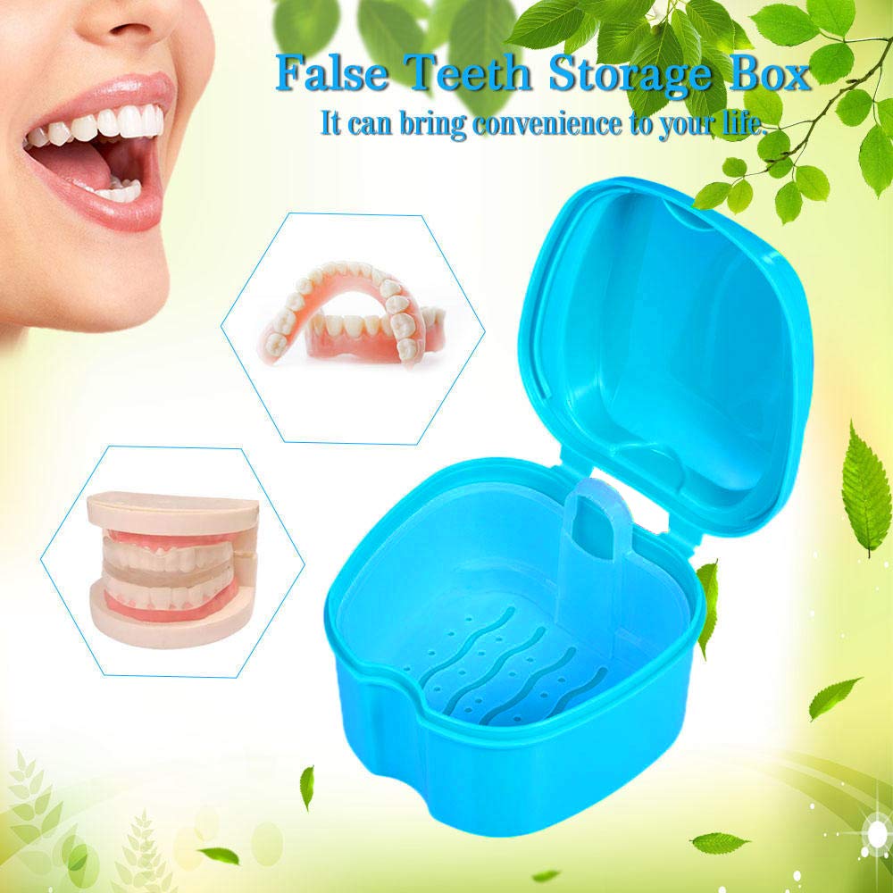 THINKPRICE Denture Bath Box Cup – Complete Clean Care for Dentures, Braces & Guards (Navy Blue)