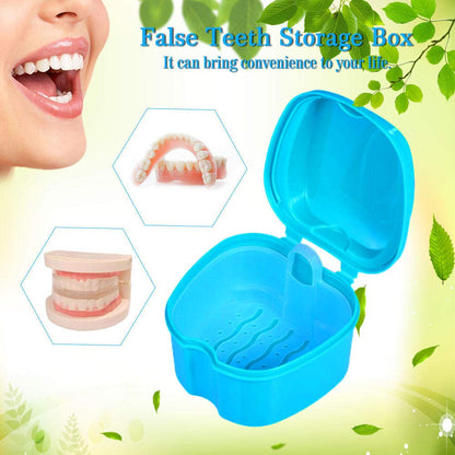 THINKPRICE Denture Bath Box Cup – Complete Clean Care for Dentures, Braces & Guards (Navy Blue)