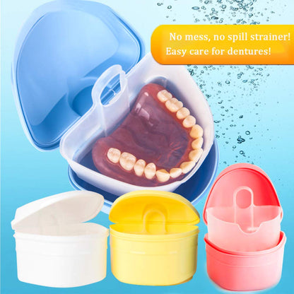THINKPRICE Denture Bath Box Cup – Complete Clean Care for Dentures, Braces & Guards (Navy Blue)