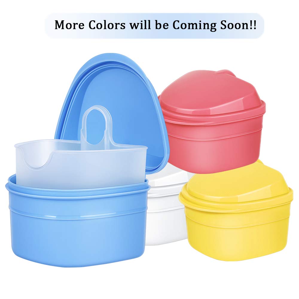 THINKPRICE Denture Bath Box Cup – Complete Clean Care for Dentures, Braces & Guards (Navy Blue)