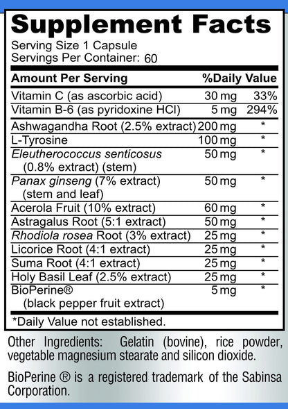 Adrenal Support — Cortisol Manager & Adrenal Health with Ashwagandha & L-Tyrosine | 60 Capsules