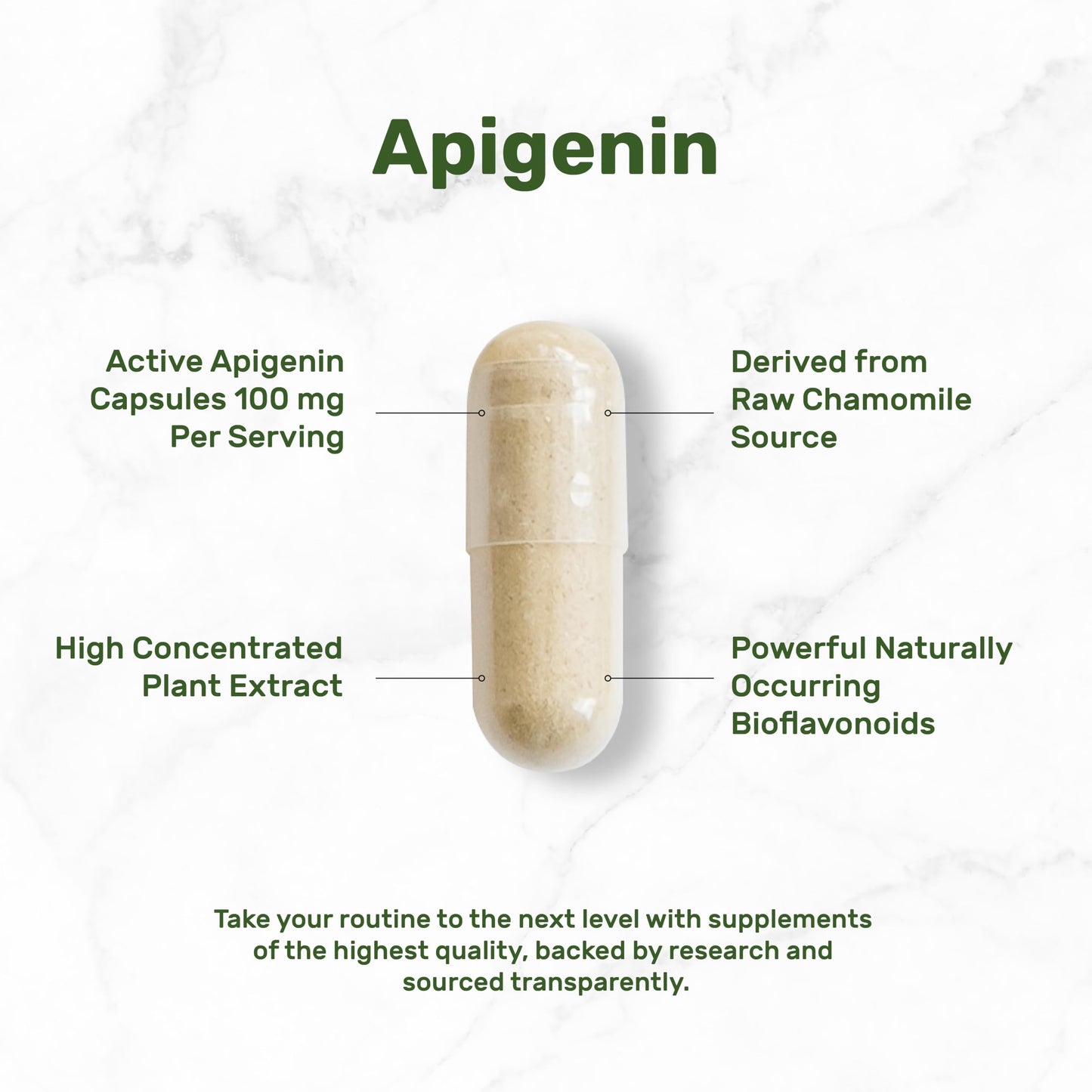 Apigenin, 100mg Per Serving, 240 Capsules – Raw Plant Extract from Chamomile Flower – Active Bioflavonoids & Antioxidants – Sleep & Relaxation Supplement – Non-GMO