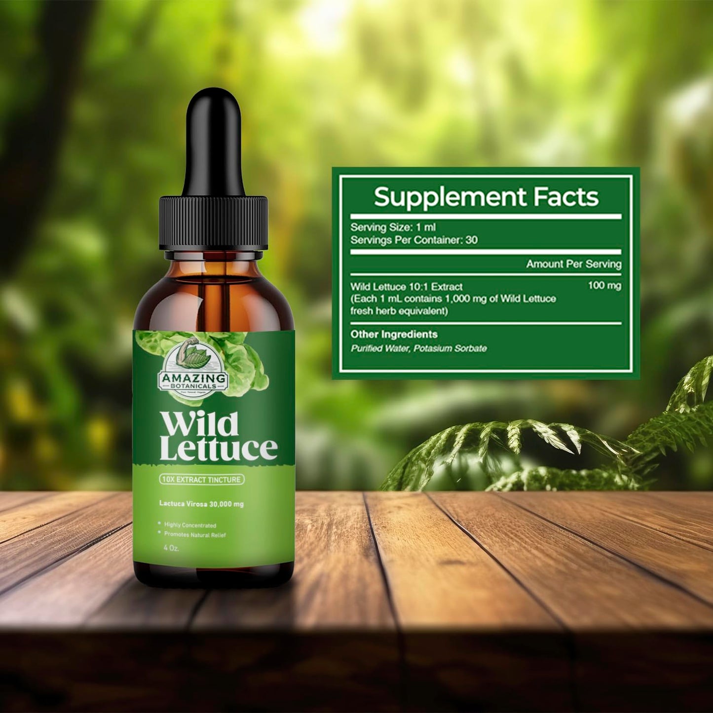 Amazing Botanicals Alcohol-Free Wild Lettuce Tincture 30,000 mg | 4 oz Bulk