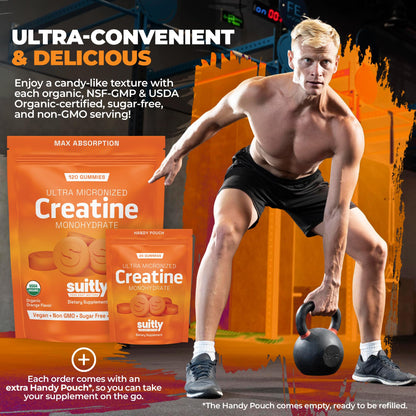 USDA Organic Ultra-Micronized Creatine Gummies – 5g Orange, Sugar Free (120 ct)