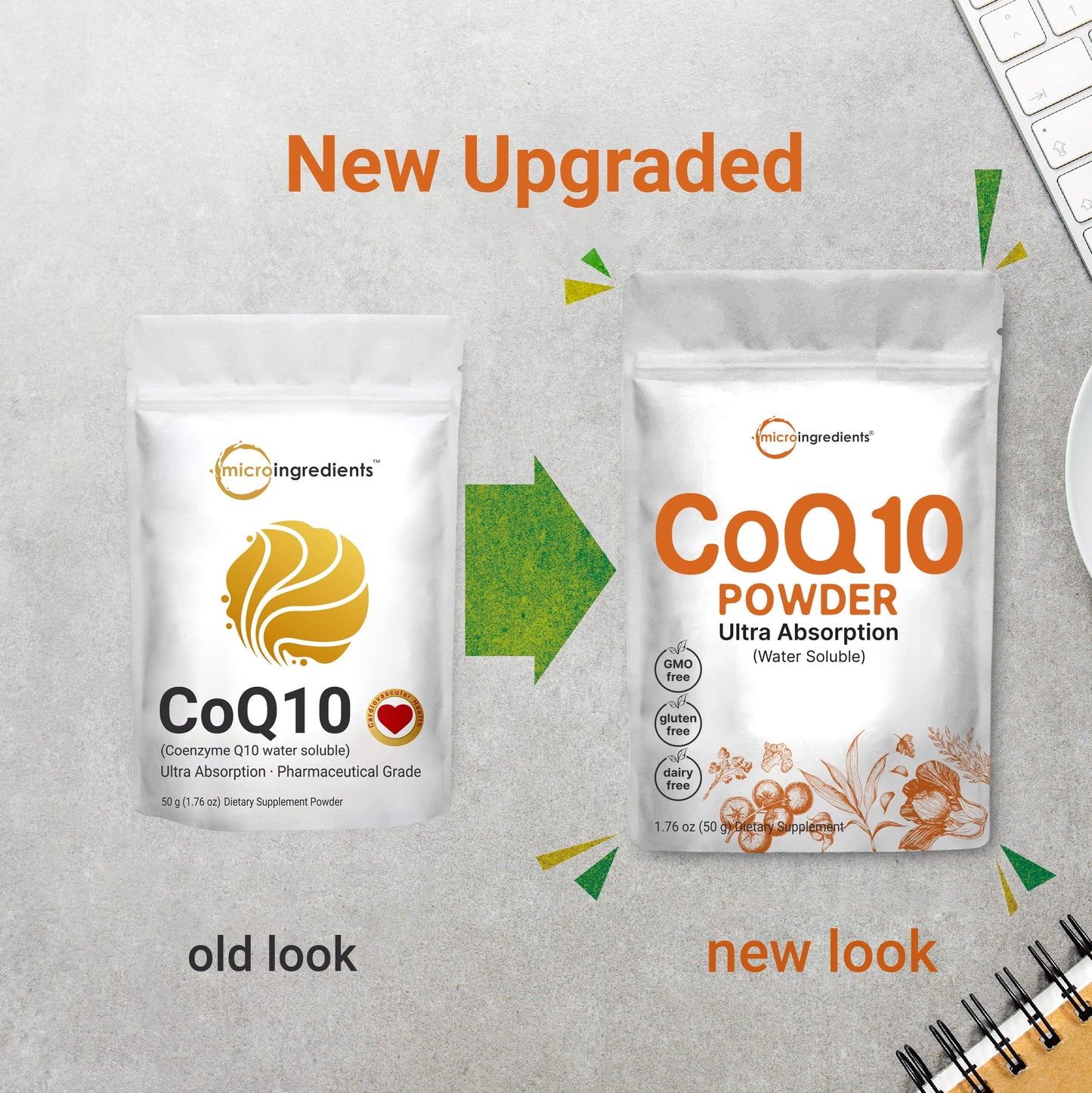 Micro Ingredients CoQ10 Water Soluble Powder - 200mg/Serving, 50g