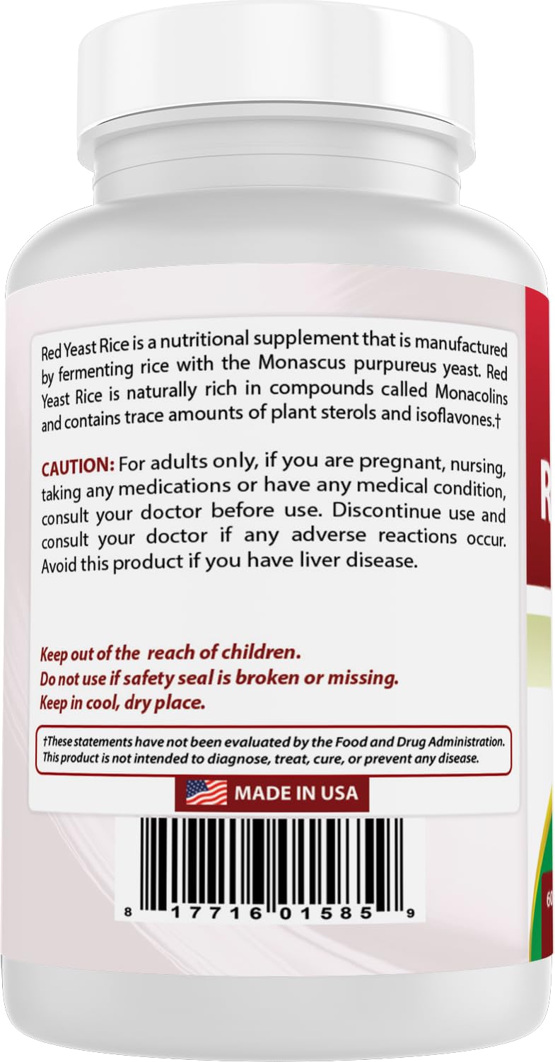 Best Naturals Red Yeast Rice 1200 mg – 60 Tablets (Citrinin Free) | Non-GMO & Gluten-Free