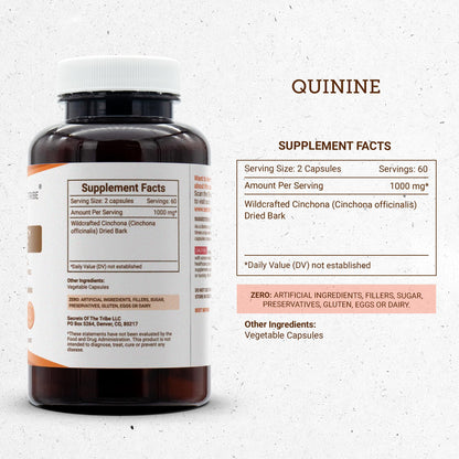 Secrets of the Tribe Quinine Capsules 1000 mg - Leg Cramp Support (120 Caps)