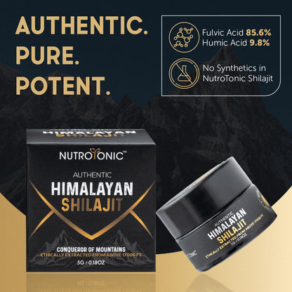 NutroTonic Himalayan Shilajit Resin – Gold Grade 86% Fulvic Acid – 5g Jar