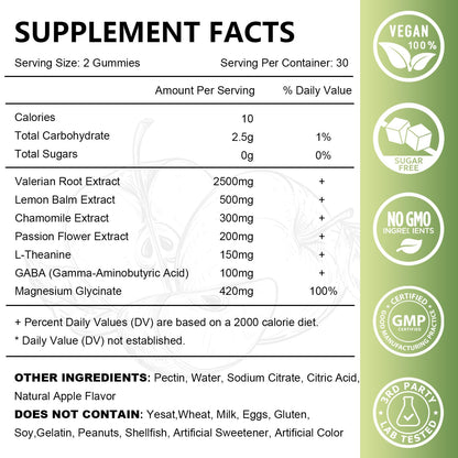 2 Pack Organic Valerian Root Gummies – Calming Sleep Support (Melatonin Free)