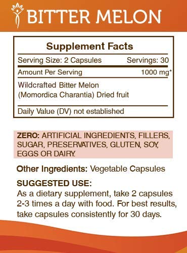 Secrets of the Tribe Bitter Melon 60 Capsules - 1000 mg - Wildcrafted Momordica Charantia