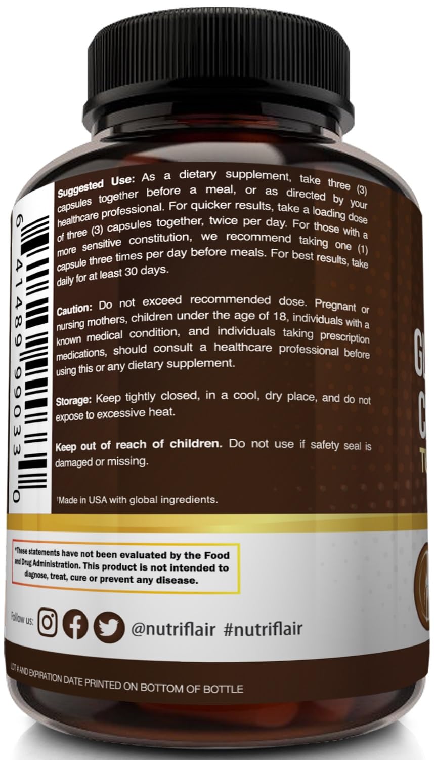 NutriFlair Glucosamine Chondroitin Turmeric MSM Boswellia – 180 Capsules | Joint Comfort