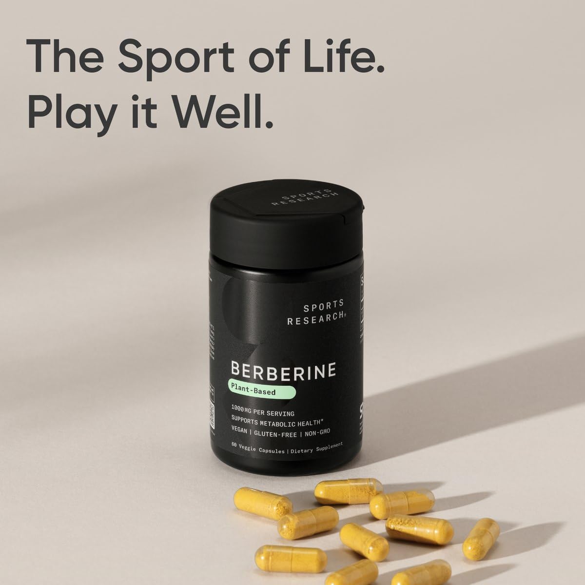 Sports Research Berberine 500 mg - Vegan, Gluten-Free, Non-GMO | 60 Capsules