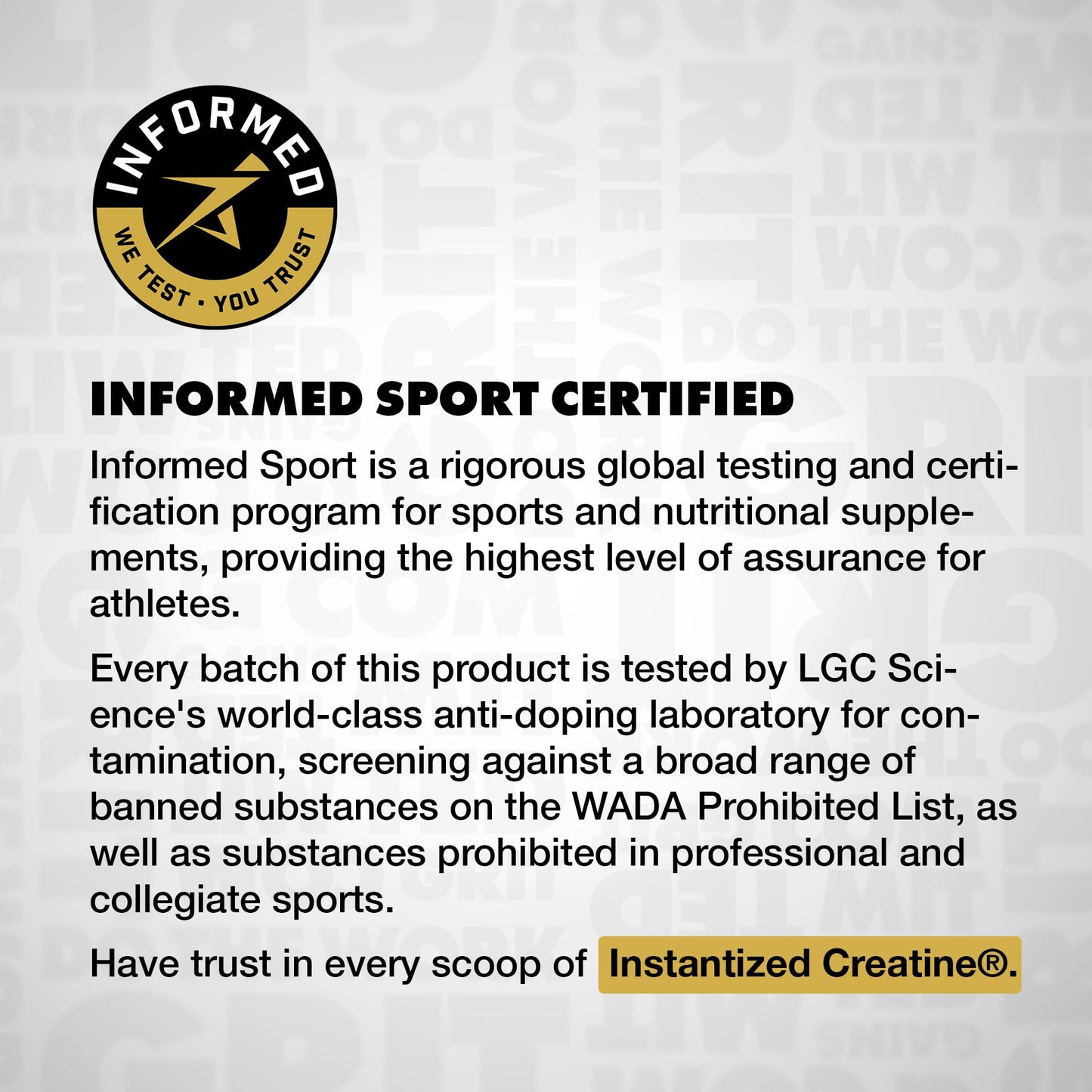 Gains in Bulk Instantized Creatine Monohydrate – Soluble, Zero-Bloat (100 Servings)