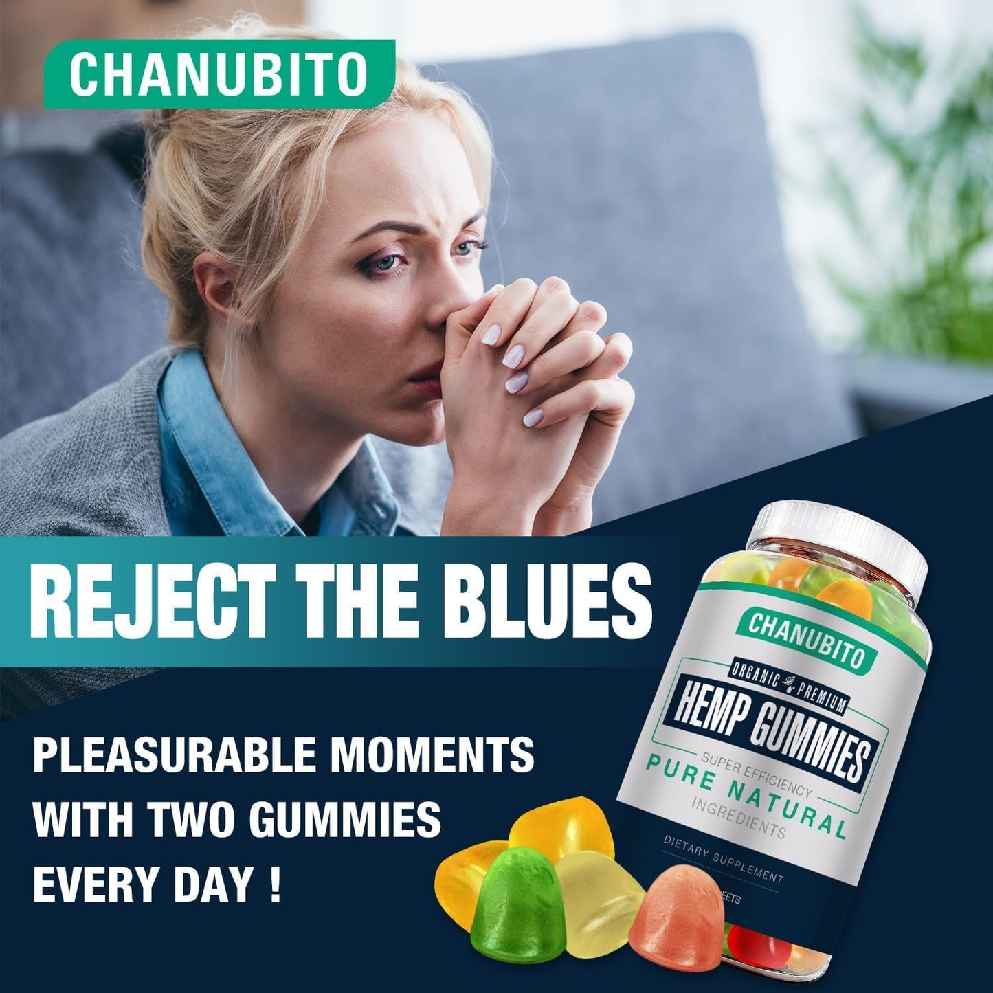 Hemp Gummies for Pain, Sleep & Anxiety - Organic, Vegan, Non-GMO
