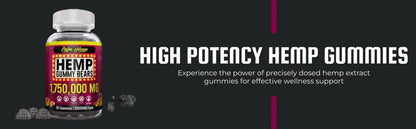 Organic Hemp Gummies Neuropathy Support - Vegan High Potency Hemp Oil, Omega 3-6-9, Vitamin B2 Made in USA