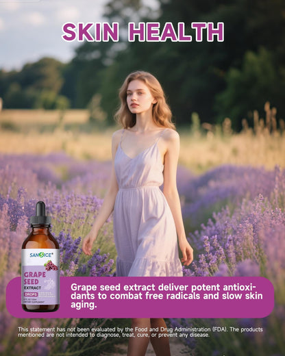 Organic Grape Seed Extract Liquid Drops 300mg – 95% Proanthocyanidins, Non-GMO, 4 fl oz