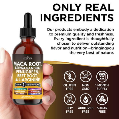 Organic Maca Root Liquid Drops with Ashwagandha – For Women & Men