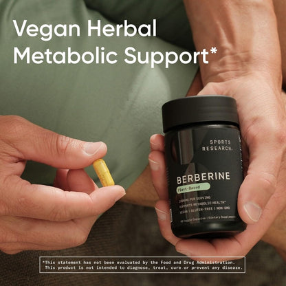 Sports Research Berberine 500mg – 120 Veggie Capsules | Vegan, Gluten-Free, Non-GMO
