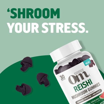 OM MUSHROOM SUPERFOOD Reishi Gummies – USA Grown Organic, 60 Count