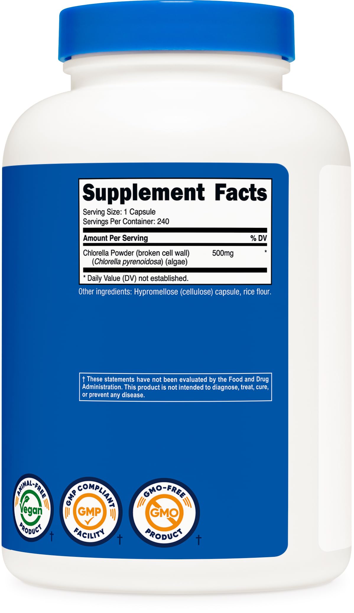 Nutricost Chlorella Capsules 500mg – 240 Veggie Capsules | Non-GMO & Gluten Free