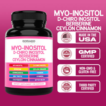 Myo-Inositol & D-Chiro Inositol for Women — 90 Capsules (40:1) Hormone Balance