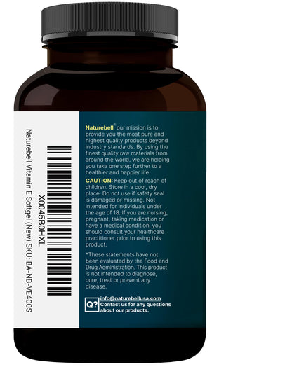 NatureBell Vitamin E Softgels 400 IU – 400 Count, Non-GMO
