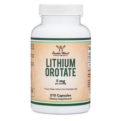 Lithium Orotate 5 mg – 210 Capsules for Cognition & Brain Health | Double Wood Supplements