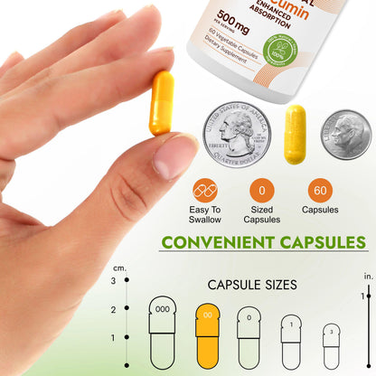 Moon + Mercury Liposomal Turmeric Curcumin 500mg - 60 Capsules | 100% Natural Curcuminoids