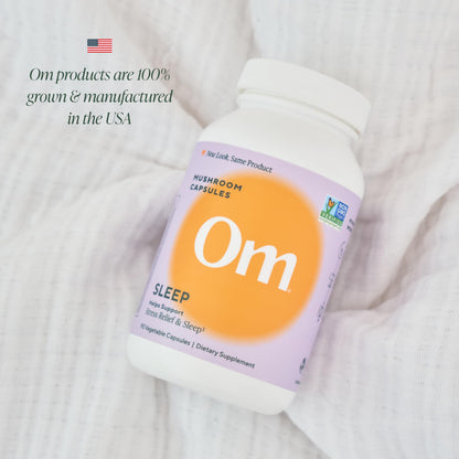 OM Mushroom Sleep Capsules - Reishi, GABA, L-Theanine, Melatonin | 90 Count