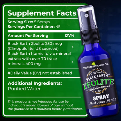Black Earth Zeolite 1oz Pump Spray – Gut Health & Immune Support