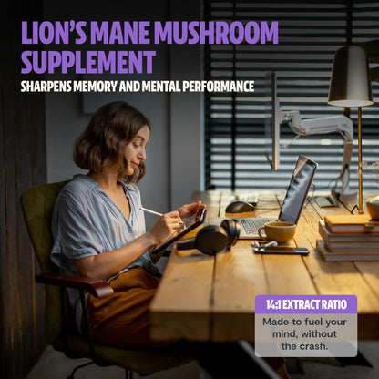 FreshCap Lions Mane 14,000 mg - 14:1 Triple-Extracted, 31% Beta-Glucans | Organic Vegan Capsules (60)