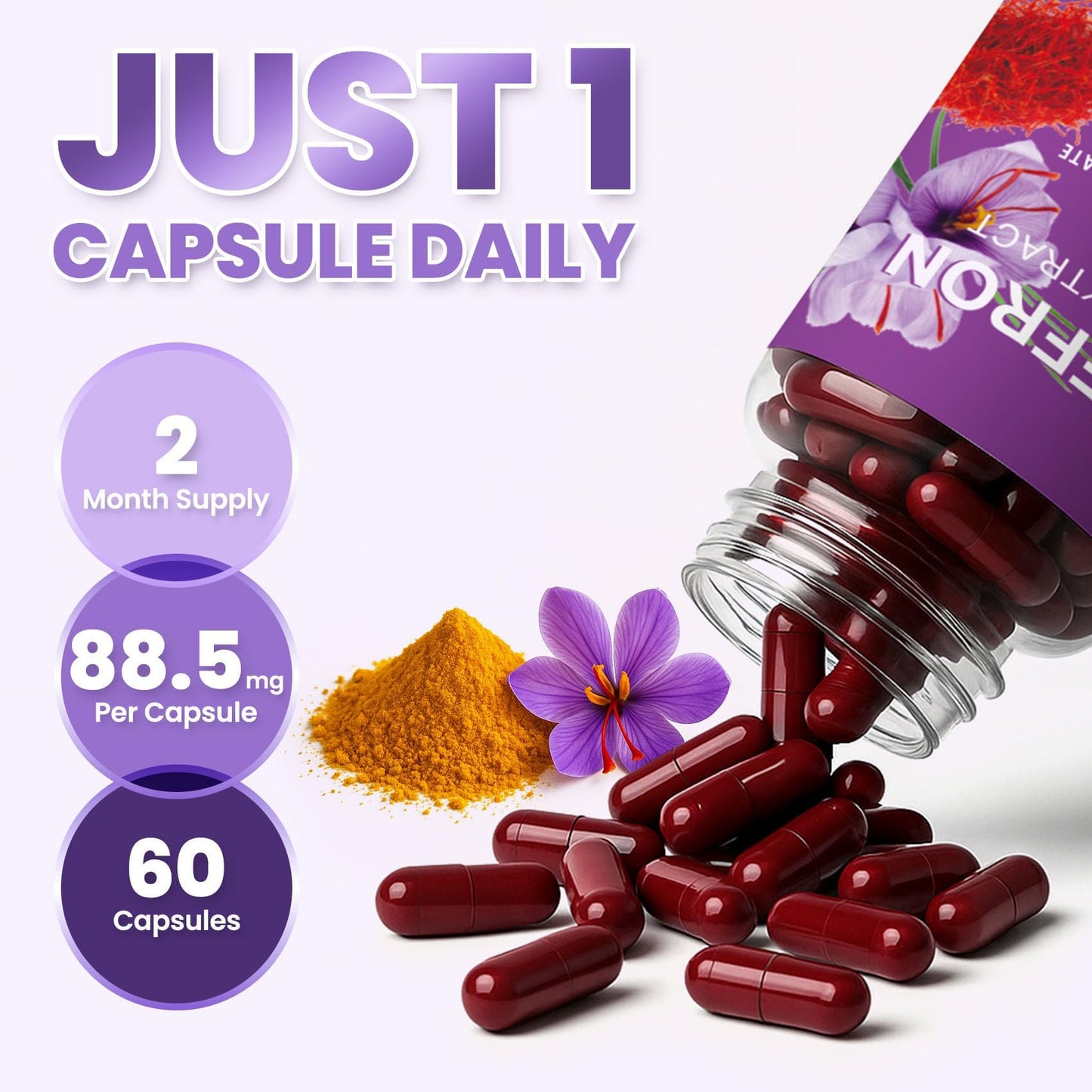 ZuriVitaNex Saffron Capsules – 88.5mg for Mood, Vision & Immunity | 60 Caps