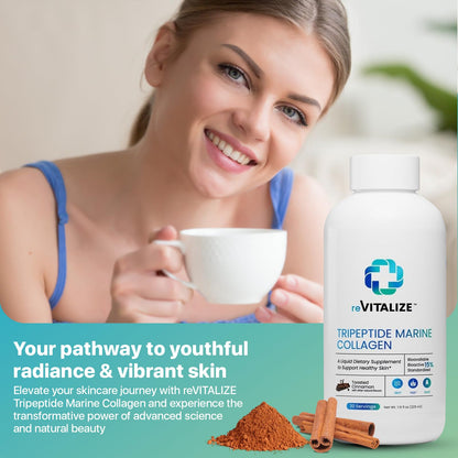 Liquid Collagen 1000mg Tripeptides 15% – Anti-Aging Formula for Skin, Hair & Joints | Cinnamon Flavor