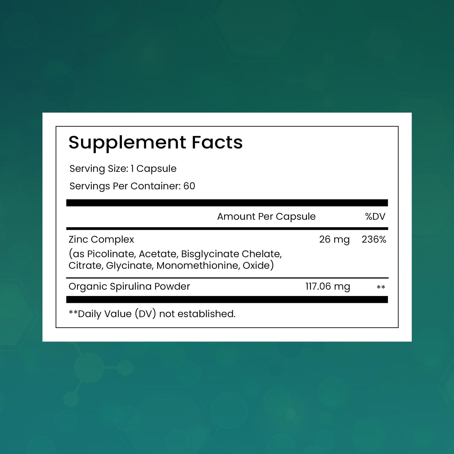Thomas Zinc Complex 26mg – 6 Forms + Spirulina | Immune & Skin Support | 60 Caps | Made in USA