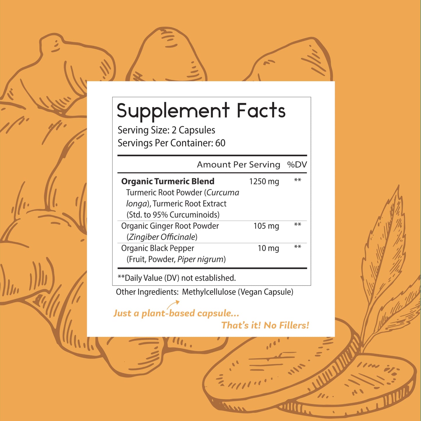 Thomas' All-Natural Turmeric Curcumin & Ginger with Black Pepper - Organic Turmeric Joint Support, 95% Curcumin, 120ct | Vegan