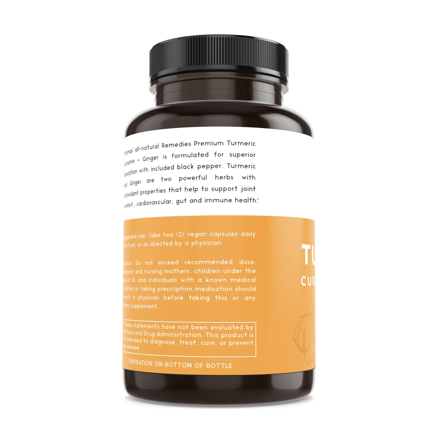Thomas' All-Natural Turmeric Curcumin & Ginger with Black Pepper - Organic Turmeric Joint Support, 95% Curcumin, 120ct | Vegan