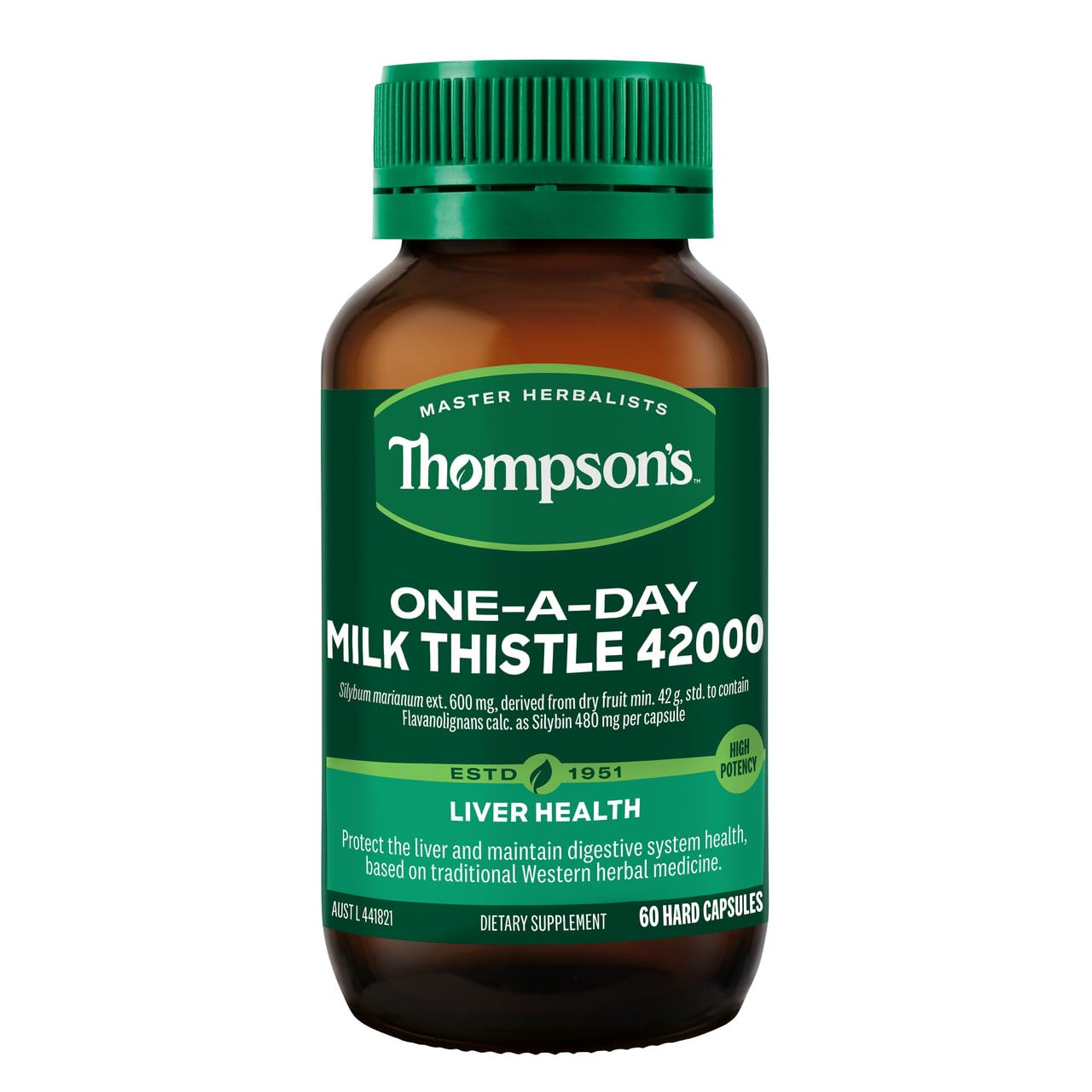 Thompsons Milk Thistle 42,000 Helps Liver Function 60 Capsules