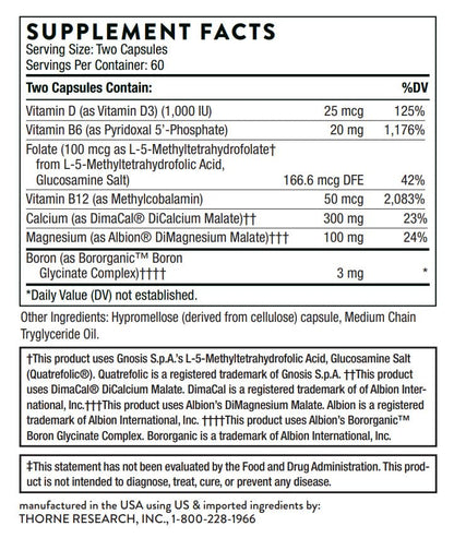 THORNE Advanced Bone Support‡ (Formerly Oscap) – Calcium & Vitamin D*, 120 Capsules