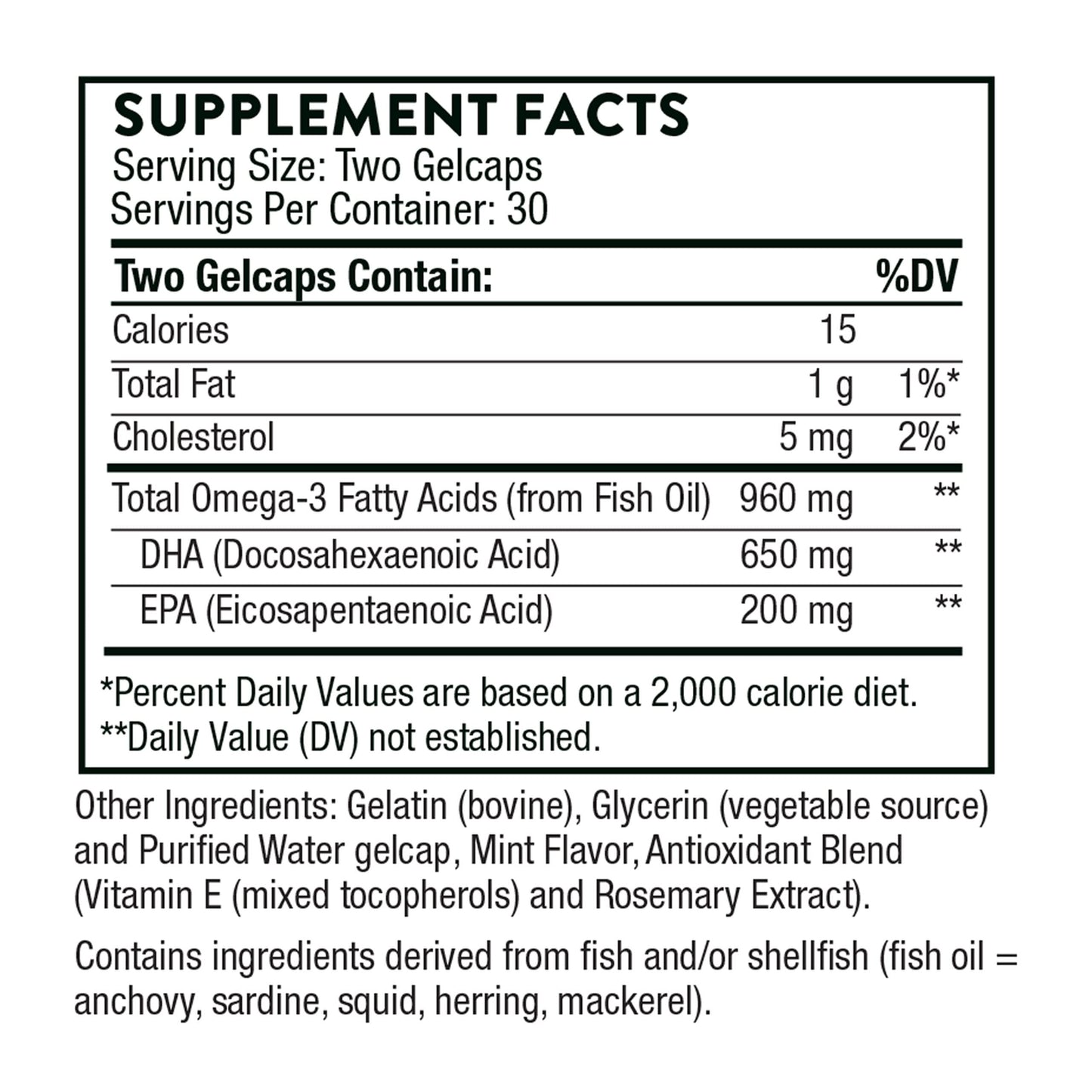 THORNE Advanced DHA 650 mg DHA + 200 mg EPA - 60 Gelcaps
