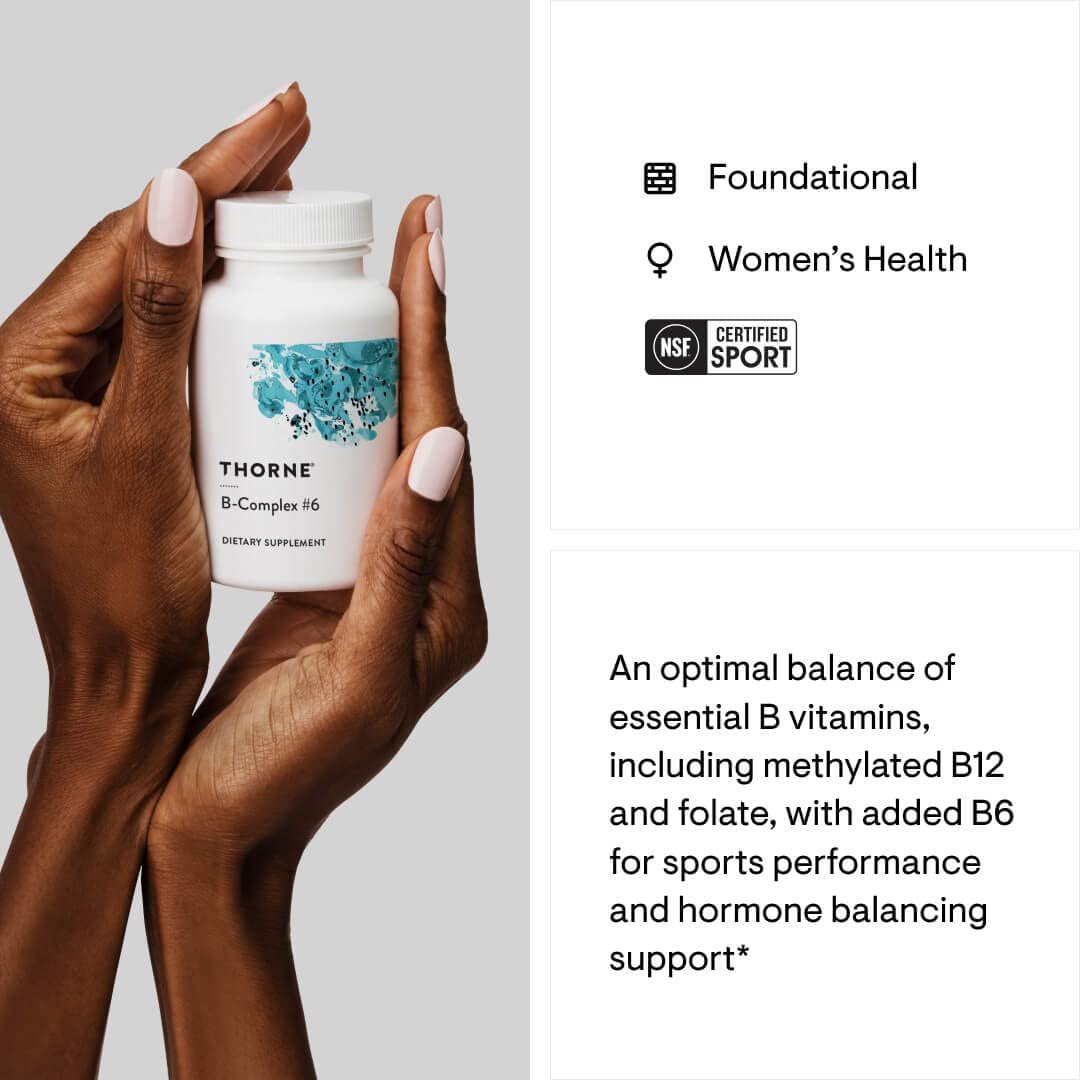 THORNE B-Complex #6 – Vitamin B Complex with Active Forms of Essential B Vitamins & Extra B6 | 60 Servings