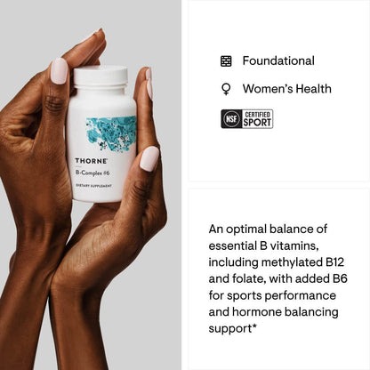 THORNE B-Complex #6 – Vitamin B Complex with Active Forms of Essential B Vitamins & Extra B6 | 60 Servings