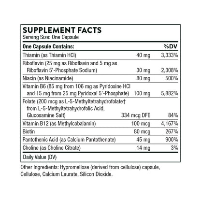 THORNE B-Complex #6 – Vitamin B Complex with Active Forms of Essential B Vitamins & Extra B6 | 60 Servings