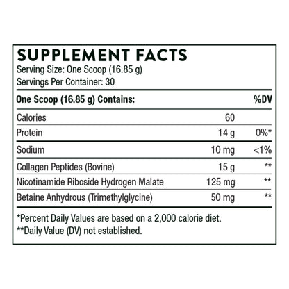 THORNE Collagen Fit – Unflavored Collagen Peptides with Nicotinamide Riboside | 30 Servings, NSF Certified for Sport