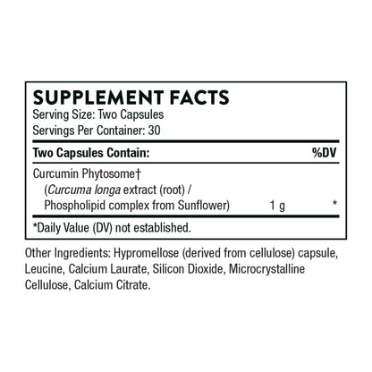 THORNE Curcumin Phytosome 1000 mg (Meriva) – Clinically Studied, High Absorption – 30 Servings