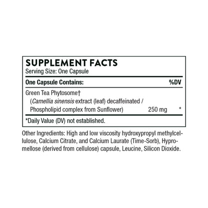 THORNE Green Tea Phytosome – Caffeine-Free Antioxidant, Liver Support, Metabolic Benefits • 60 Capsules