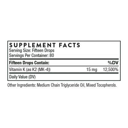 THORNE Vitamin K2 Liquid (1 mg/Drop) – Heart & Bone Support, Gluten/Dairy/Soy Free | 1 Fl Oz BritishVita | Premium UK Vitamins & Wellness Supplements