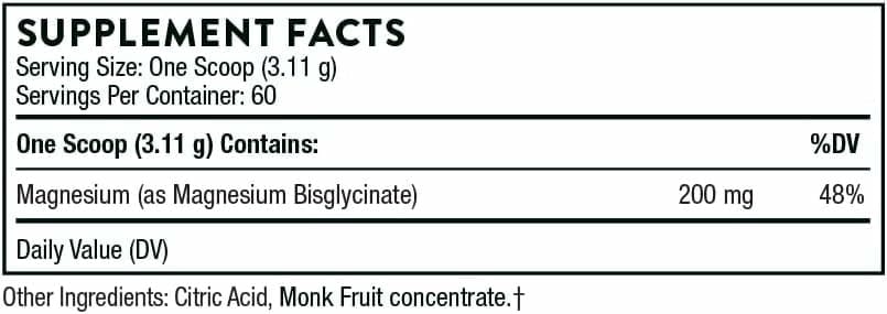 THORNE Magnesium Bisglycinate Powder – 60 Servings, 6.5 oz Jar | Sleep, Metabolism & Heart Health