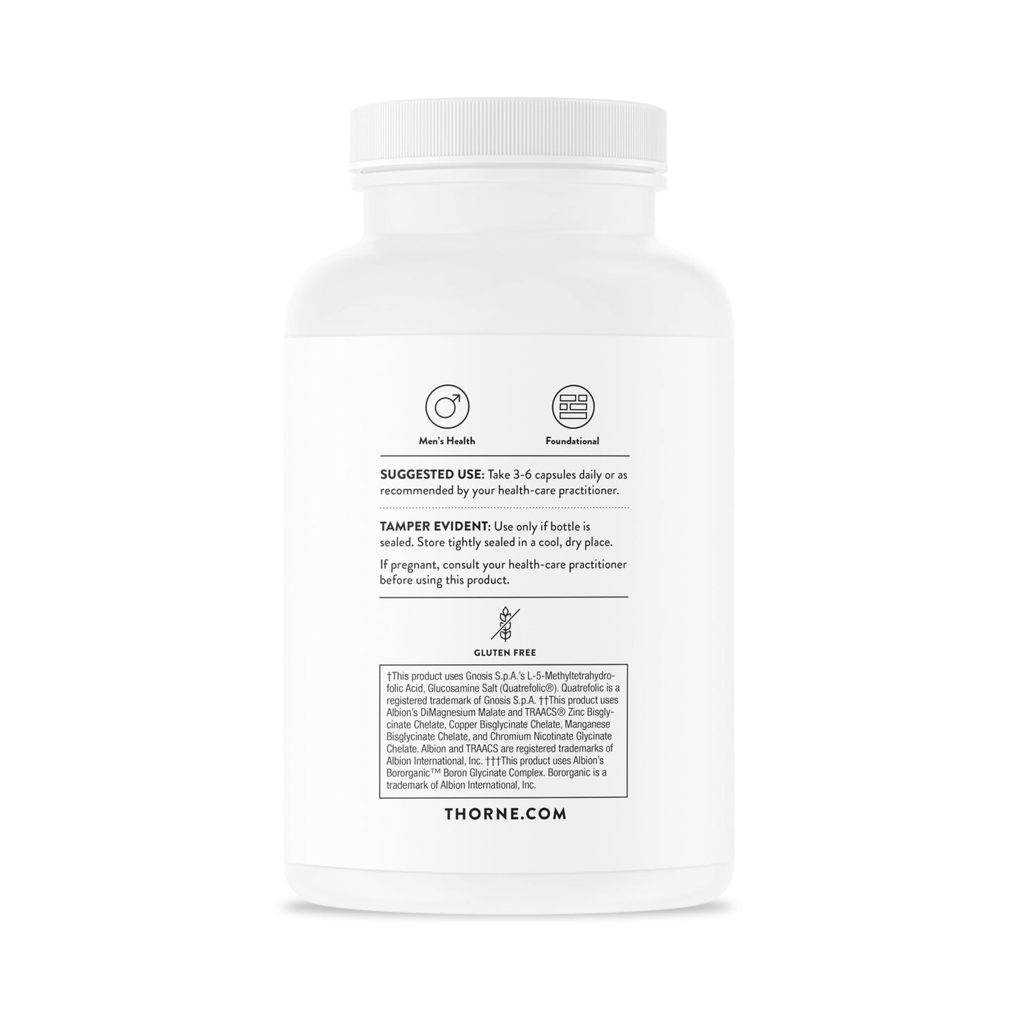 THORNE Men's Multi 50+ | Comprehensive Daily Multivitamin for Heart, Brain, Prostate & Immune Health | 180 Capsules