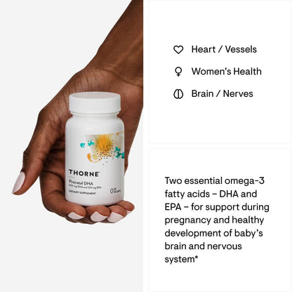 THORNE Prenatal DHA – 650 mg DHA + 200 mg EPA – Supports Baby’s Brain & Nervous System (Pregnancy to Nursing) – 30 Servings
